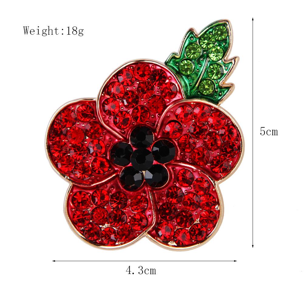 Fashion Painting Oil Big Red Environmentally Friendly Alloy Rhinestones Poppy Flowers Brooch Corsage Brooches Women Personalized Pins