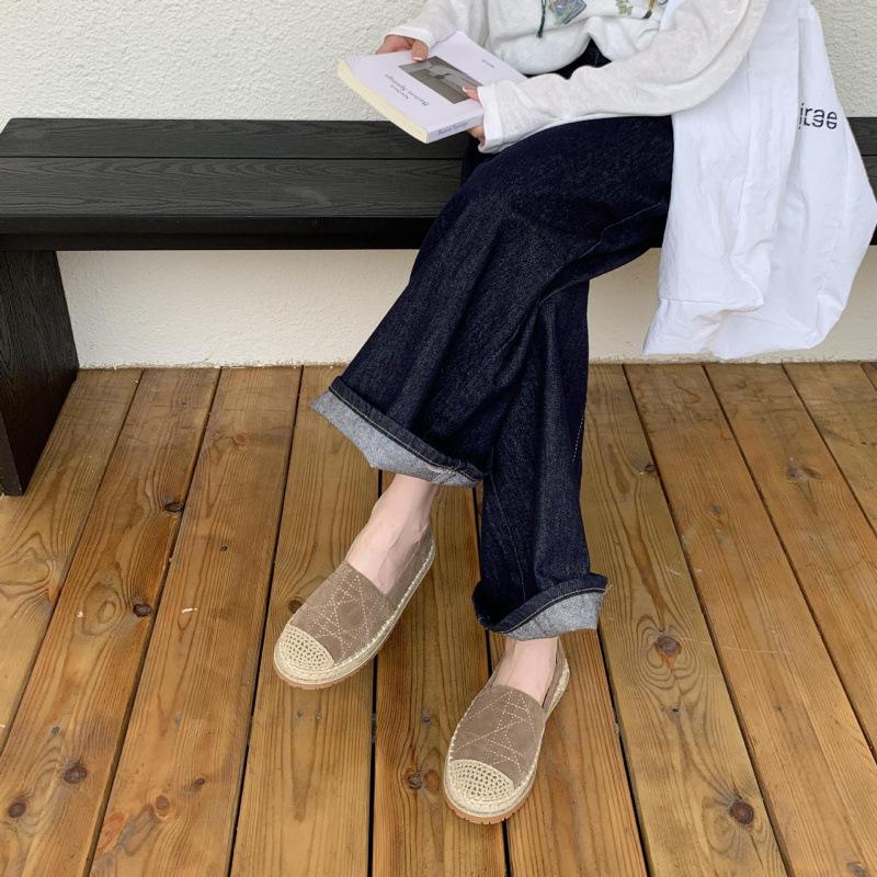 

Flat single shoes women s fisherman shoes 2025 spring and autumn new versatile round head lazy one pedal women s shoes straw loafers 39 абрикосовый