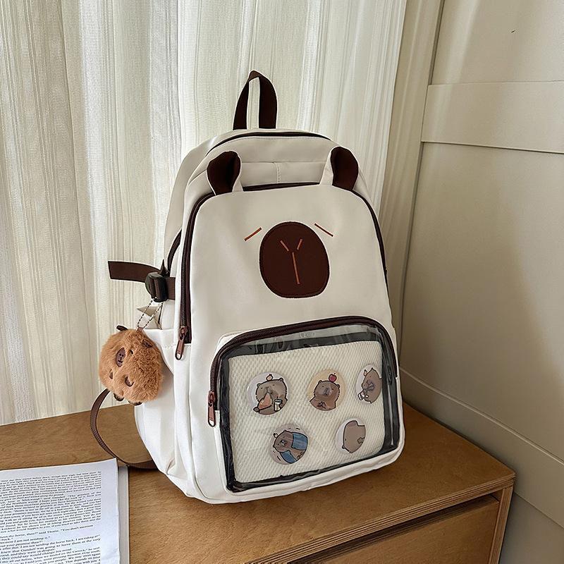 Cute Capybara Casual Student Large Capacity Waterproof Backpack Fashionable Backpack for Class High Appearance Double Shoulder Carry