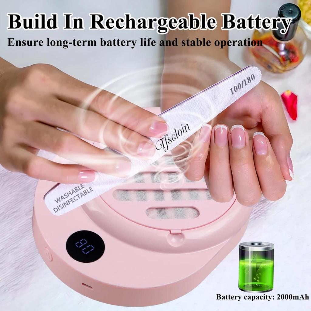 USB Rechargeable Manicure Nail Vacuum Cleaner Strong Suction Nail Dust Collector Portable Nail Art Vacuum Dust Cleaner