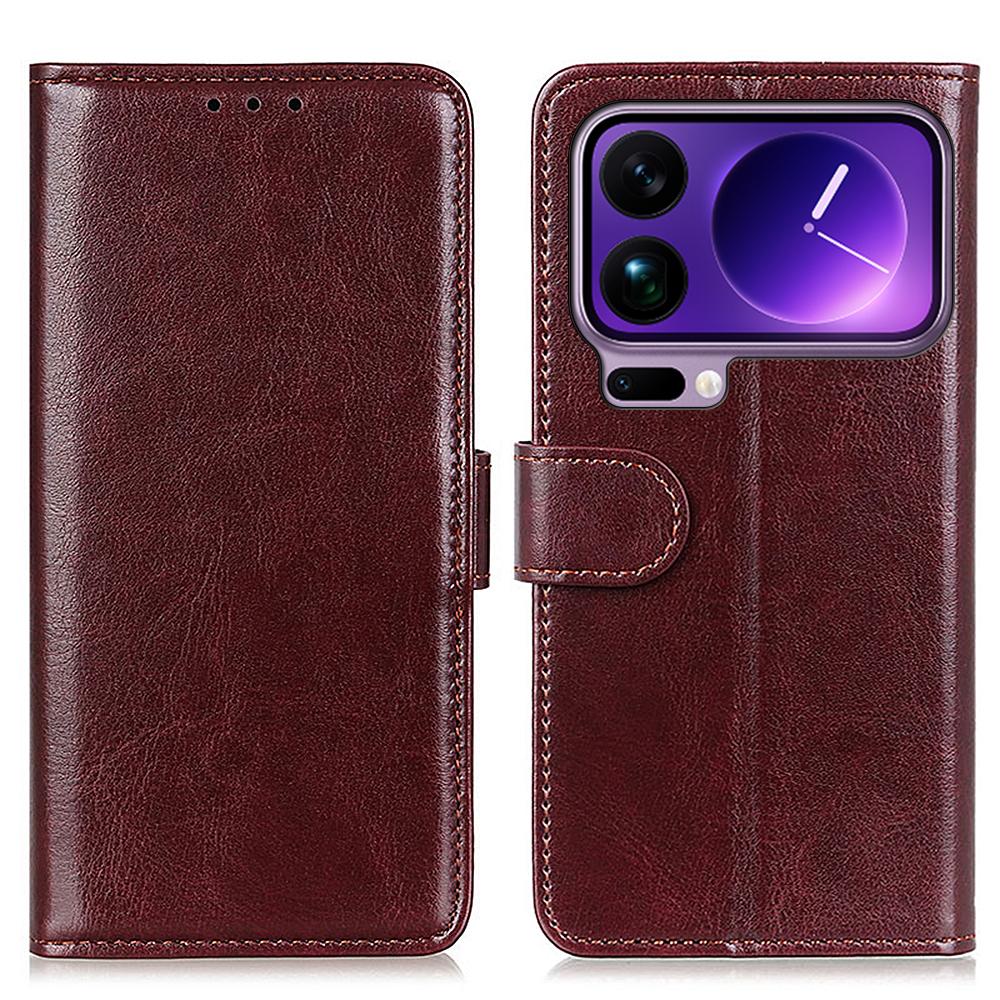 For Xiaomi 17 Pro Max Case Crazy Horse Texture PU Leather Phone Stand Cover