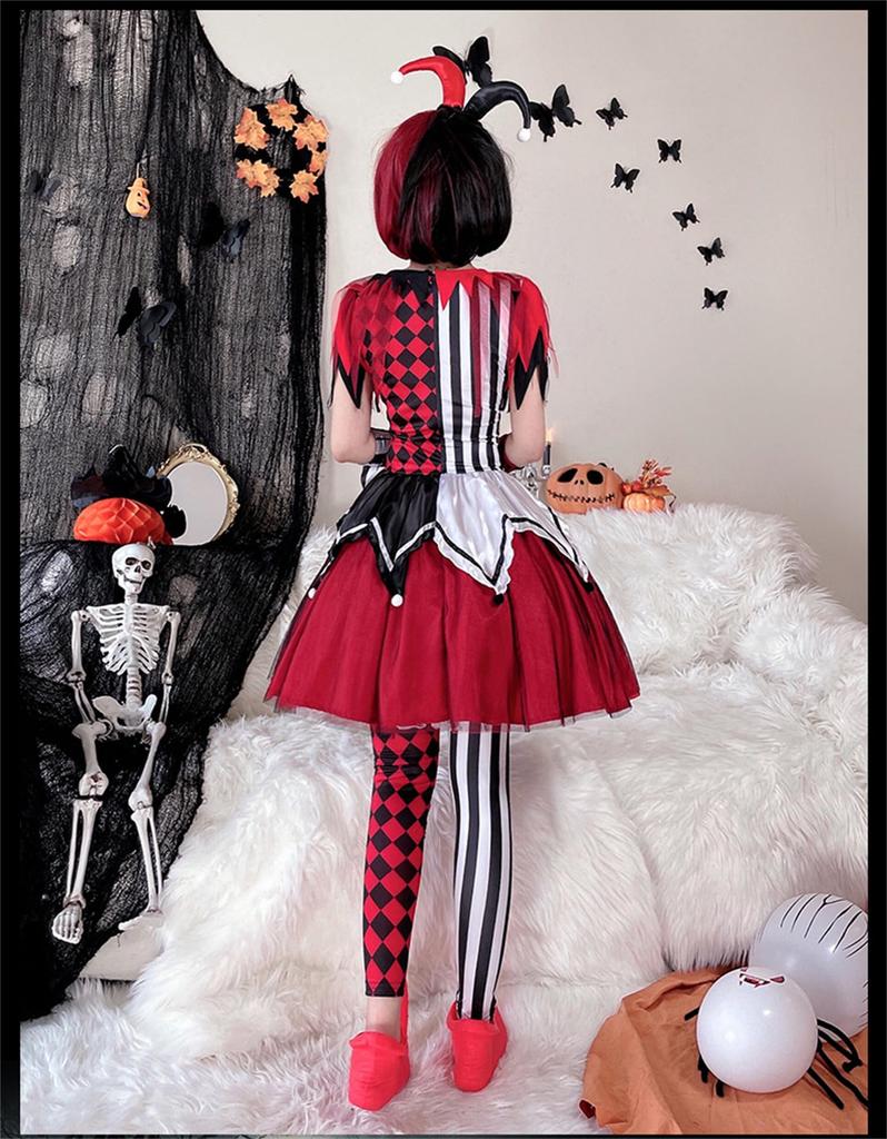 Halloween Clown Cosplay Magician Adult Clown Cute and Plus Little Devil Clown Costume for Perfect for School Cultural and Stage Performances and Size
