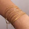 European and American 18K Gold-plated Stainless Steel Plain Chain Women's Simple Figaro Chain Box Chain Twist Chain Bracelet Bracelet Jewelry