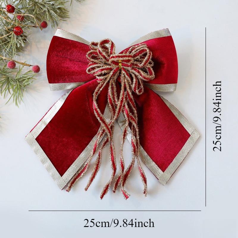 Christmas Decorative Knots 25x25cm Red Velvet Ribbon Bows Large Size Plush Bow Flower Craft Christmas Tree Ornaments Deco Noel