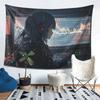 Cyberpunk Anime Mädchen Wandteppich  Feiert futuristische Kunst mit Neonschildern und digitalen Bildschirmen  Perfekt für die Wohnungsdekoration