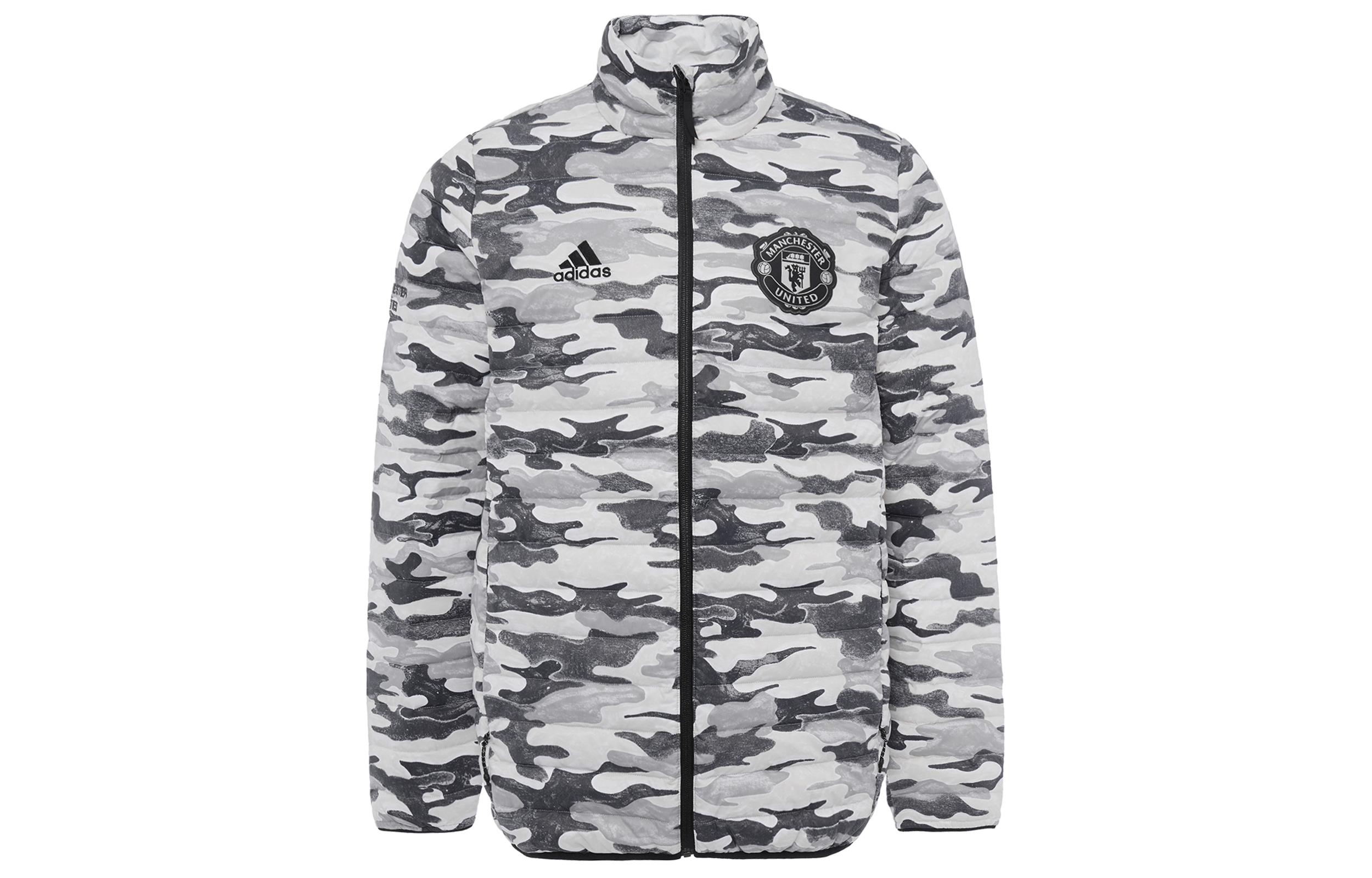 Adidas MUFC Down Jackets Men s Black Stand Collar Moderate Quilted Down Jacket FR3866 XL