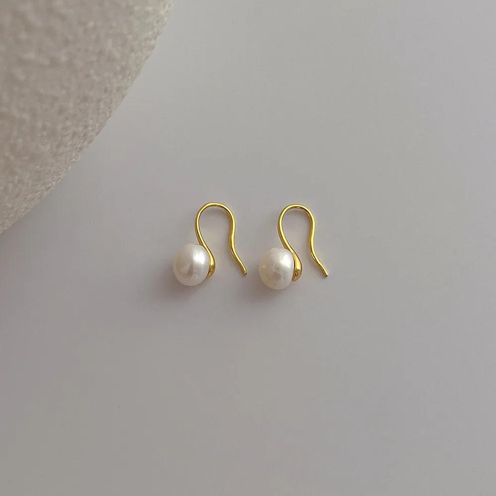 7-10mm Natural Freshwater Pearl Drop Earrings Gold Plated Copper Wedding Bridal Jewelry for Women
