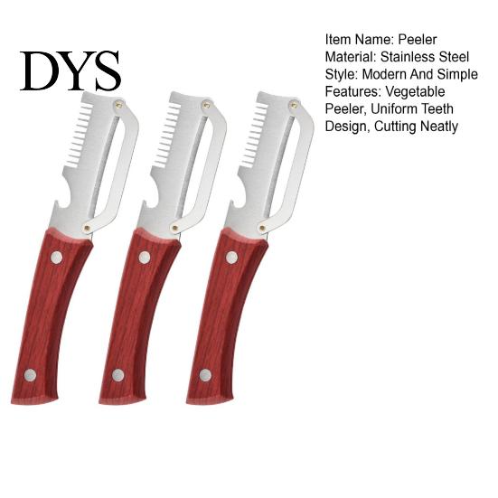 Easy Peel Vegetable Tool Peeler with Wooden Handle Stainless Steel Blade Kitchen Fast Peeling Built-in Bottle Opener for And Slicing Vegetables