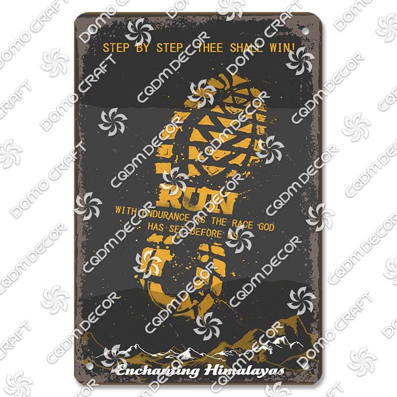 Run Race Poster Metal Plate Runner Run With Your Heart Running Shoes Metal Tin Signs Retro Wall Decor Club Gym Living Room Home