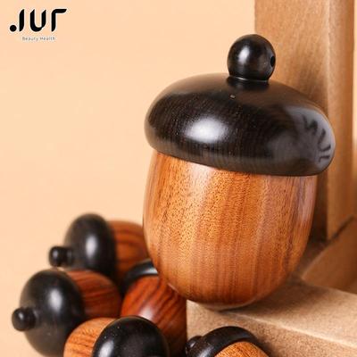 Solid Wood Medicine Pill Box Mini Sandalwood Rescue Pill Case Portable Tablets Storage Sealed Can for Outdoor First Aid Tool