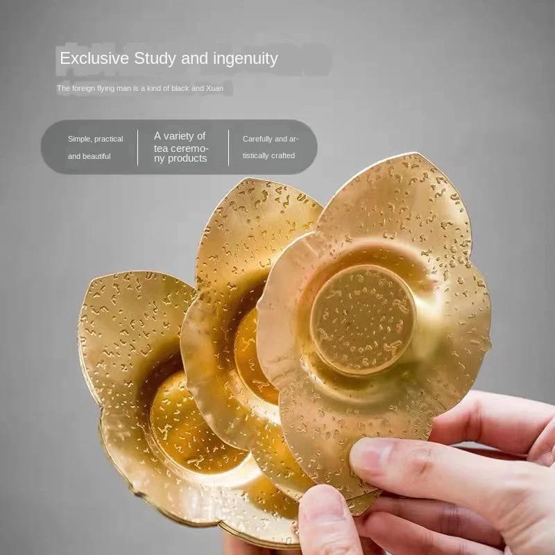 Copper Hammer Pattern Coaster Handmade Tea Cup Holder Heat Insulation Pad Japanese Tea Ceremony Kung Fu Tea Utensils Costers