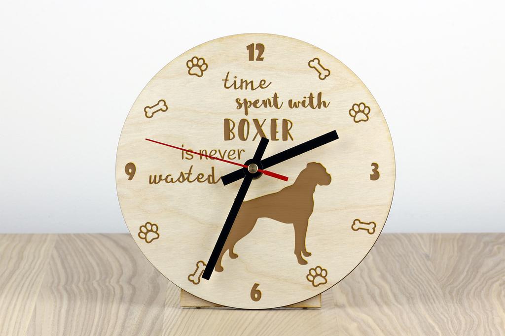Boxer, German Boxer II - clock with dog, wooden clock with engraving, personalised clock by Art-Dog