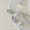 Autumn and winter sweet snowflake pearl earless earrings temperament simple high-end stud earrings long versatile fashion earrings