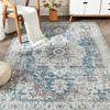 Bereichsteppich Waschbarer Teppich Grau Vintage Traditionell Bodenbelag Faltbar Dünn Retro Akzent Innen Distressed Teppich Blumendruck Matte Schlafzimmer Wohnzimmer