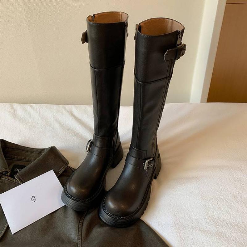 

Осенне-зимние женские кожаные ботинки универсальные на толстой подошве нескользящие кожаные ботинки Мартин новые рукава круглый носок коровья кожа высокие ботинки женские 40 чёрный