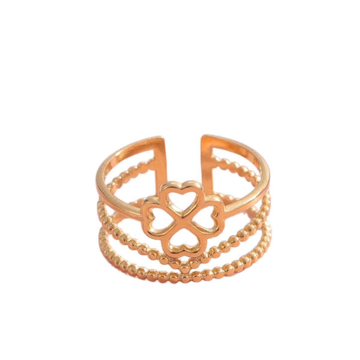 

Горячо продающееся ювелирное кольцо из титановой стали с высококлассным и нишевым дизайном, открытое кольцо в виде сердца из нержавеющей стали золотой