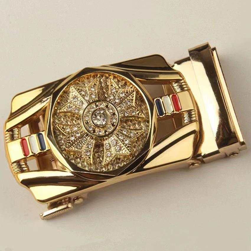 Men's Diamond-Studded Fashion Belt with Automatic Buckle