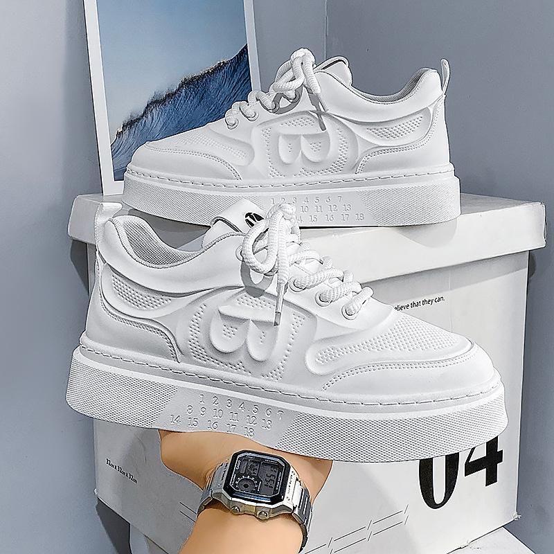 

Модные кроссовки для мужчин 2025 Мужская повседневная спортивная обувь Весенне-летний тренд Кожаные низкие кеды Мужская обувь для ходьбы Универсальные Плюс 39 белый