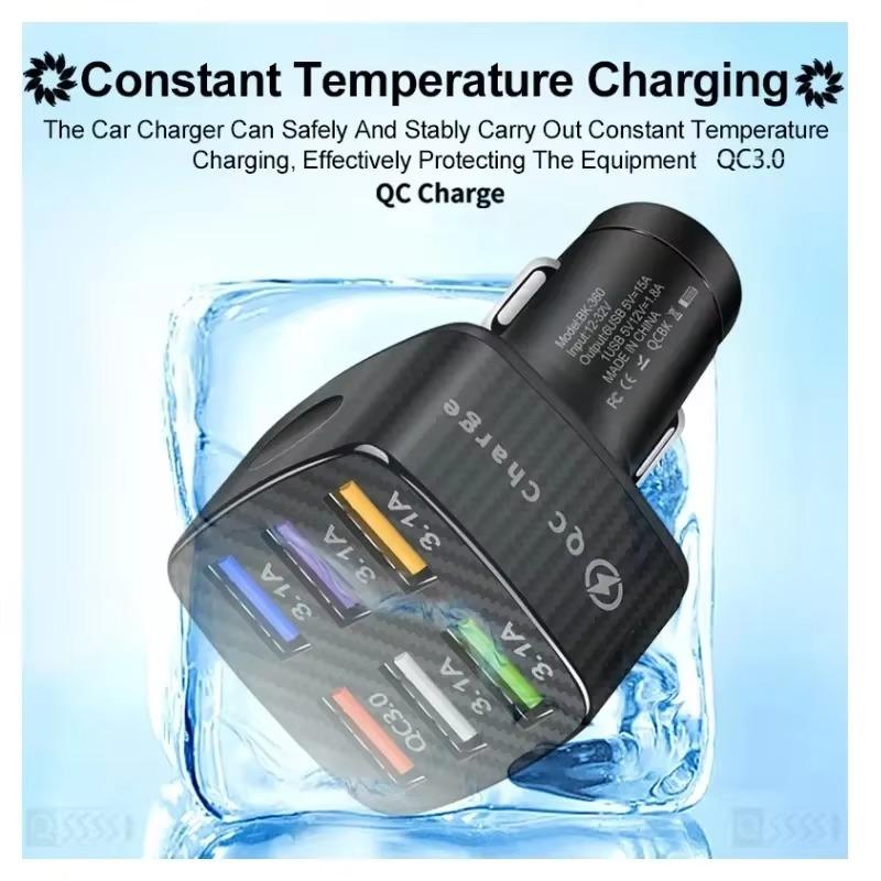 6 USB Car Charger Fast Charging 12V/24V Phone Charger Adapter Car Cigarette Lighter Splitter For iPhone GPS iPad Drive Recoeder