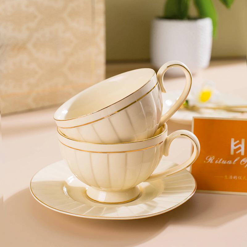Elegant European Embossed Ceramic Coffee Cup & Saucer - Luxurious Afternoon Tea Souvenir