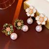 Fashion Camellia Flower Imitation Pearl Earring For Women Luxury Jewelry Accessories