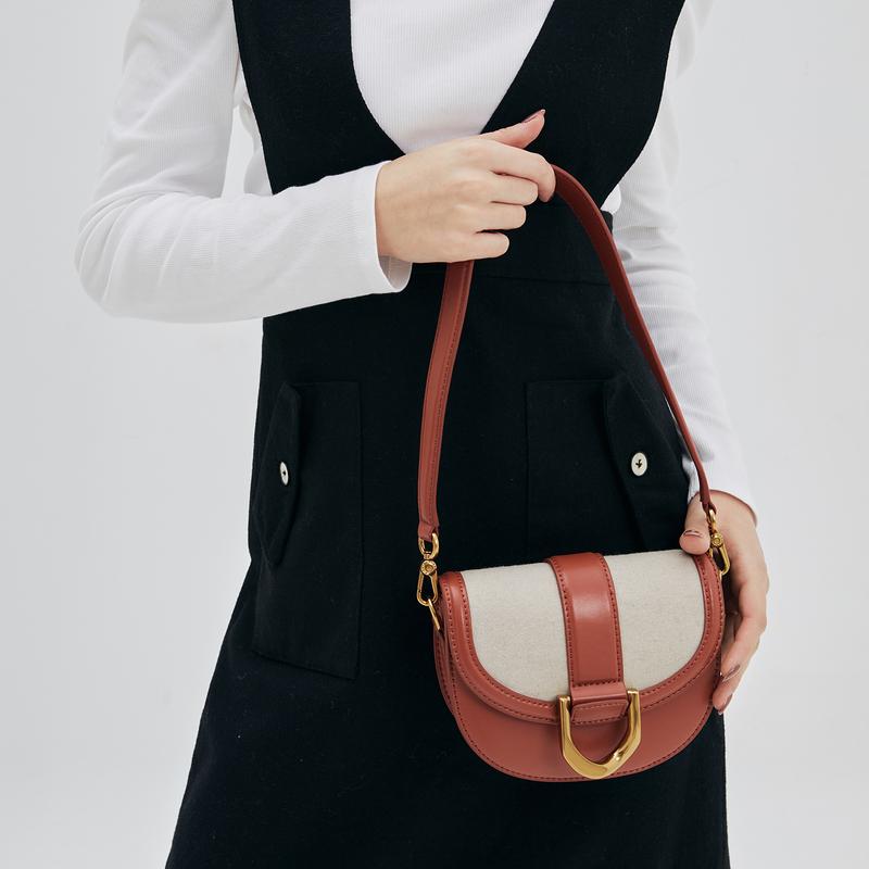 Charles & Keith Gabine Versatile PU Leather Saddle Bag Small CK Shoulder Bag Women Bags Brown CK2-80781629-2