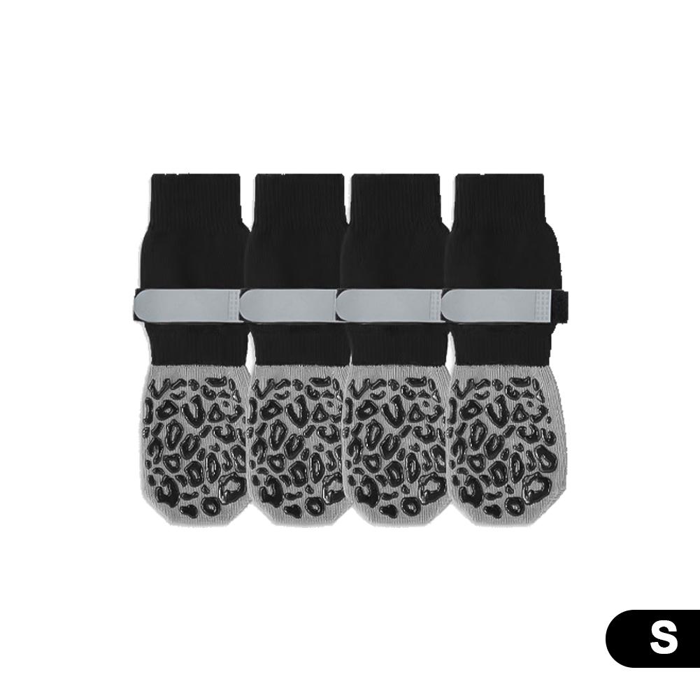 4Pcs/Set Anti-slip Protect Paws Dog Socks Black Tie Anti-shedding Breathable Non-slip Socks for Medium Large Elderly Puppy Socks
