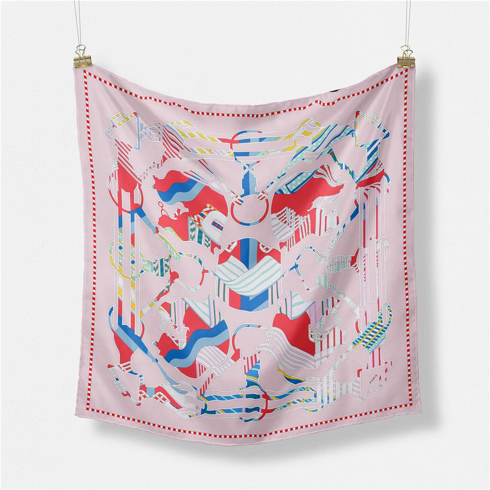 Twill Silk Scarf Women Indian Tiger Print Square Scarves Wraps Bandana Small Hijabs Silk Foulards Tie Headband Neckerchief 53CM