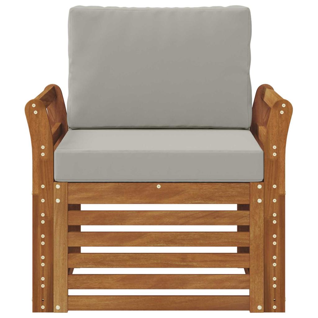 Outdoor Sofa Set Solid Acacia Wood and Polyester Natural