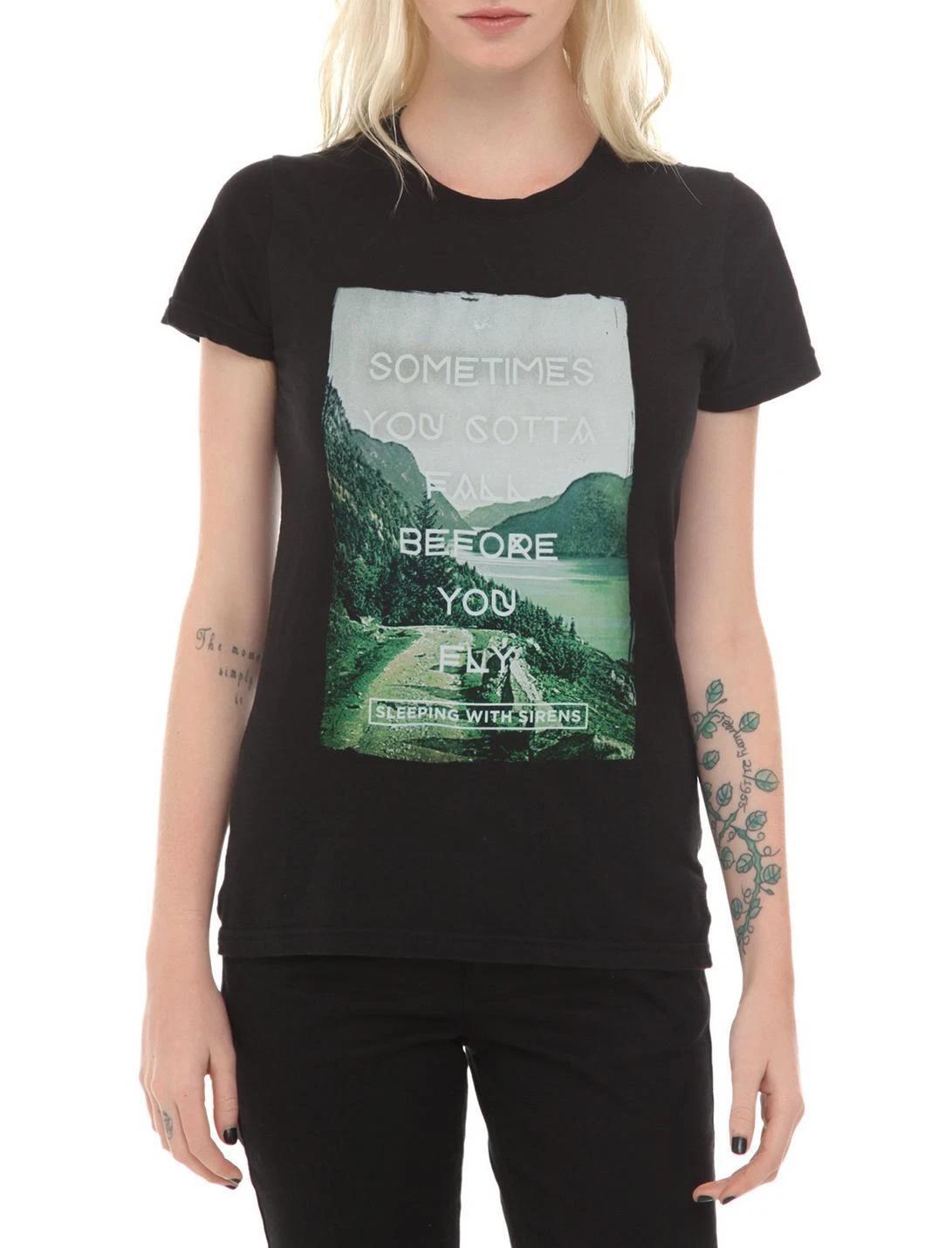 Sleeping With Sirens Juniors Fall Before Fly Lyric Black T-Shirt New XS-3XL S