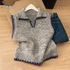 Women's Wool-Blend Lapel Knit Vest