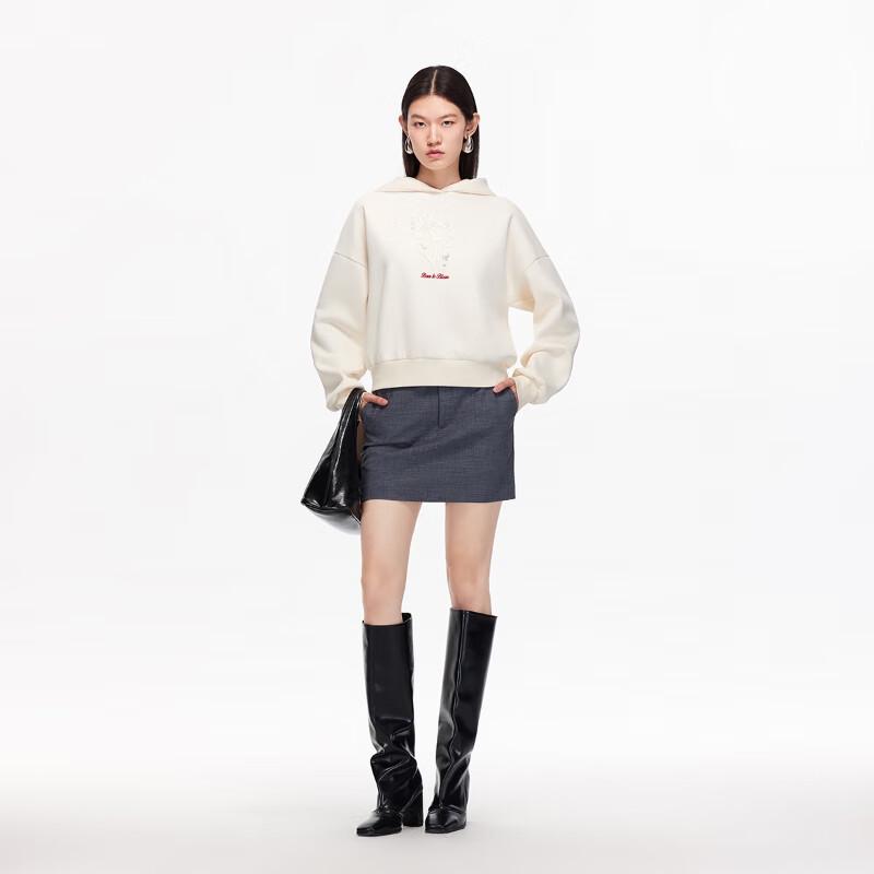 VEROMODA Women's Embroidered Beaded Hooded Sweatshirt