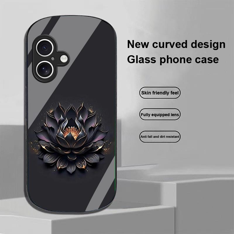 Luminous Black Lotus For Apple IPhone 16 11 13 15 14 Pro Max 12 Mini 7 8 Plus XR XS Elliptical Shaped Tempered Glass Phone Case