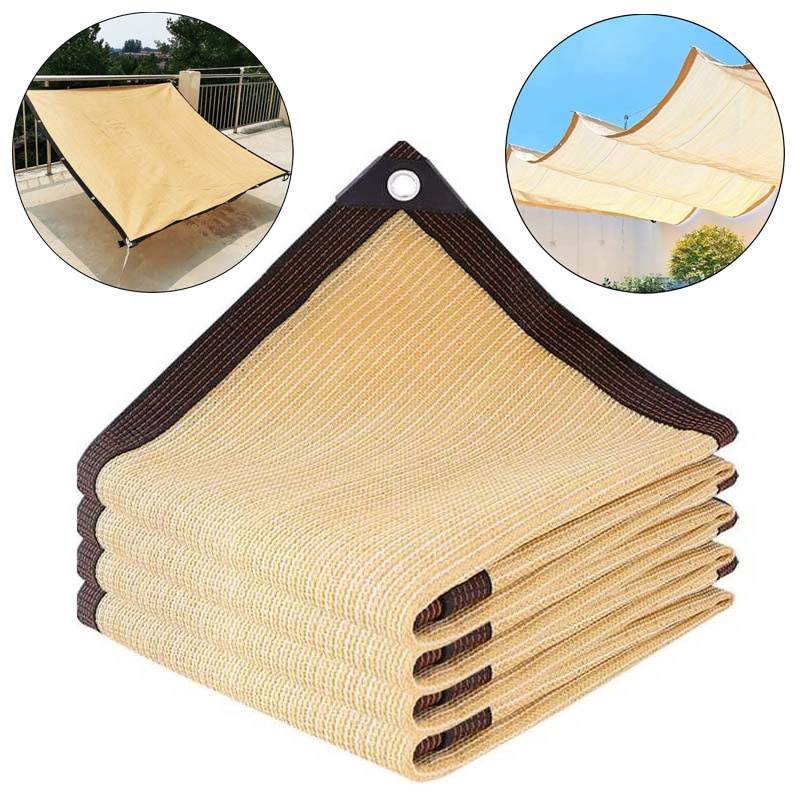 Outdoor Anti-UV Khaki HDPE 150GSM Sunshade Sun Protection Net Garden Plant Shed Garden Buildings Sun Shelter Gazebo Awning