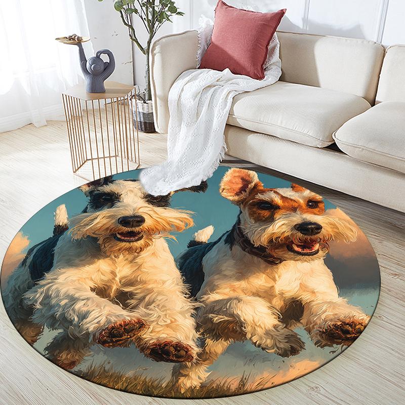 

Schnauzer pattern round rug,Carpet Rug for Living Room Bedroom Playroom ,Non-slip Floor Mat,Holiday Gifts and Birthday Gifts. 80cmx80cm