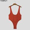INCERUN Men Deep U Neck Sleeveless Bodysuits Fitted Home Briefs Jumpsuits