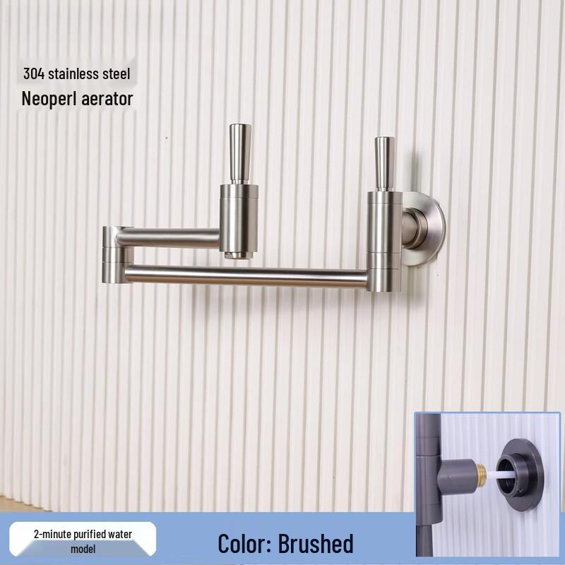Yingtang Brushed Wall-Mounted Kitchen Faucet with Purifier Connection