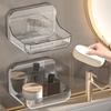 2Pcs Clearly plastic Soap Dish Modern Waterproof Soap Holder Easy Installation Bathroom Essential Shelf Kitchen Friendly