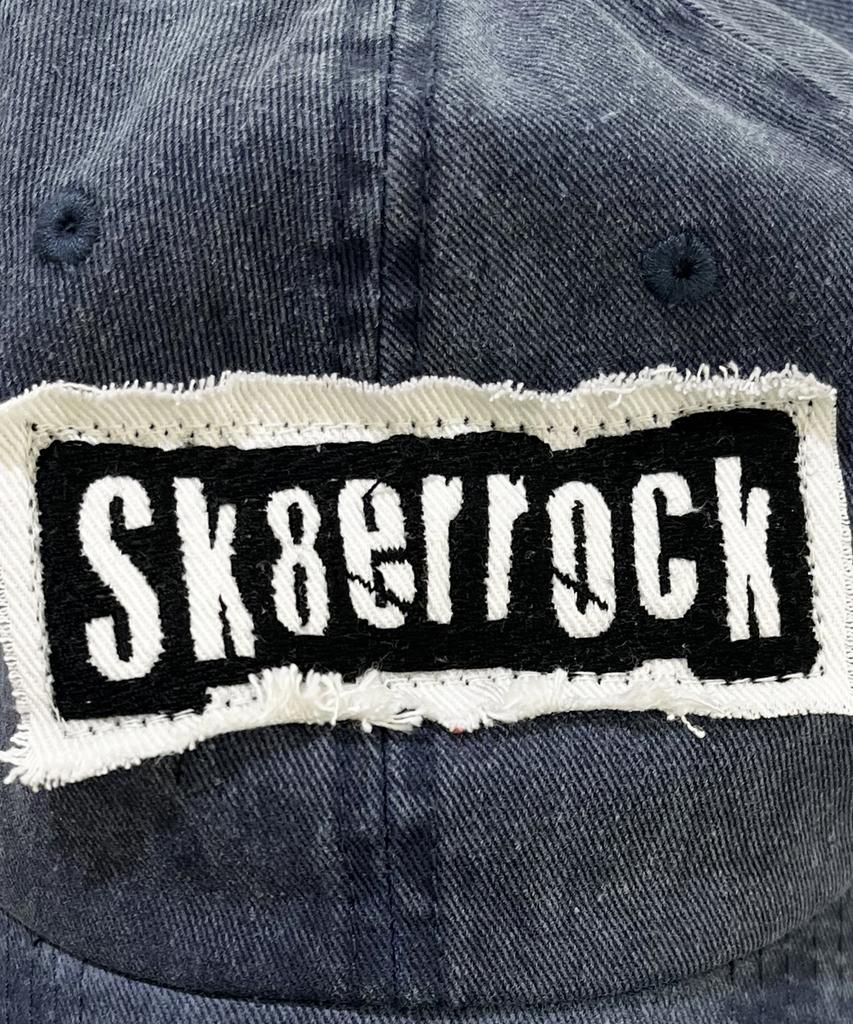 SK8ER ROCK Patchwork Pigmentwashing Ball Cap ((Navy))