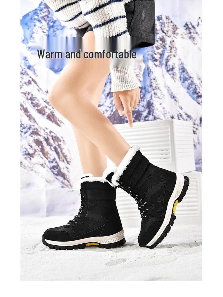 Plus Size Warm Camouflage Snow Boots for Men - Fleece-Lined, Thick-Soled, High-Top, Army Green (Autumn/Winter)