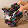 Women Knee High Fuzzy Faux Fur Boots Designer Flat Plush Warm Platform Shoes Ladies Soft Warm Comfortable Slip-on Boots Women