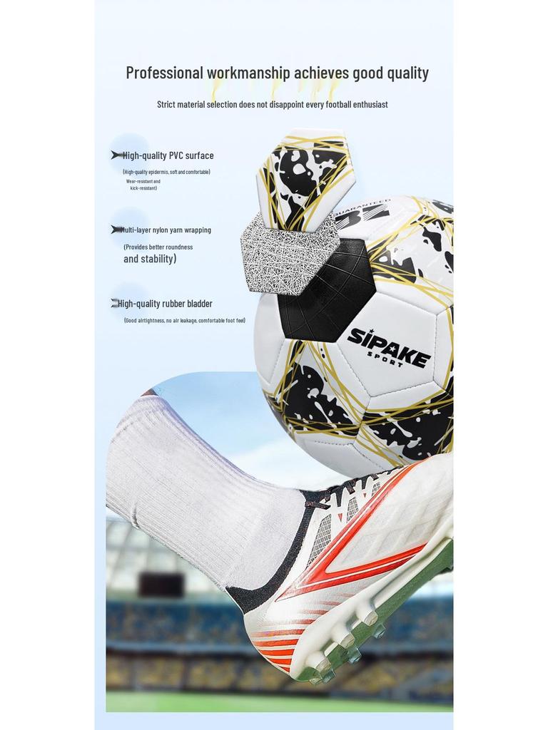 Jednodílný PU fotbalový míč pro děti - Velikost 4 a 5, Ideální pro základní, střední školu a mateřskou školu, Halový a venkovní trénink, Připravený na soutěž.