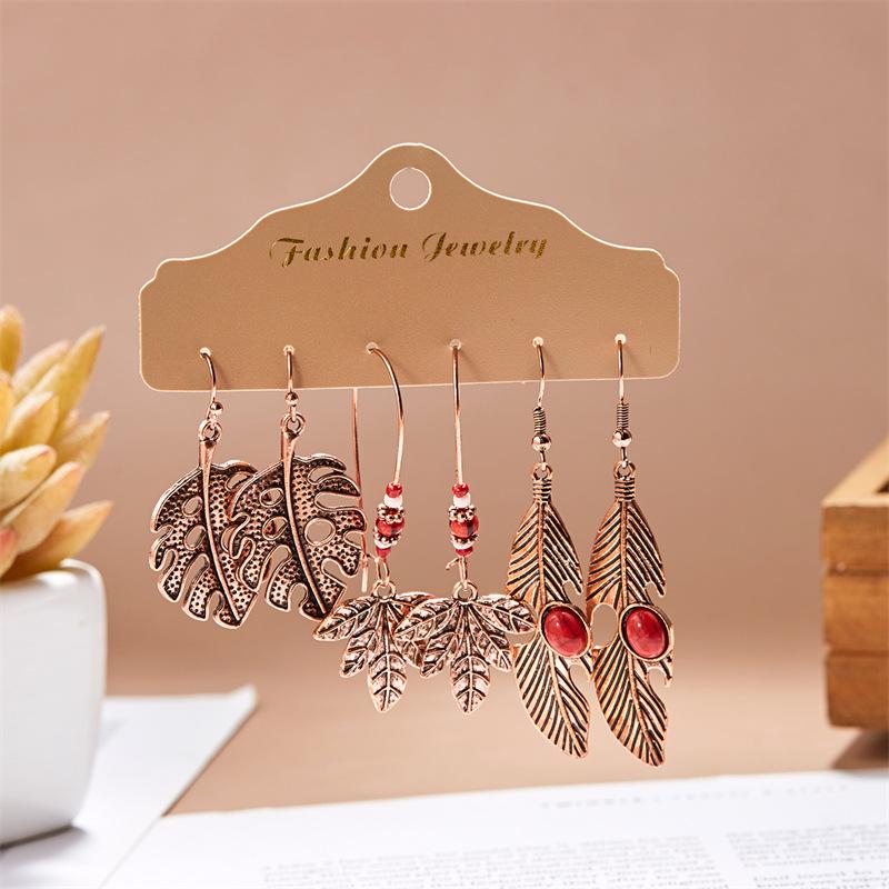 Bohemian Style Tassel & Wing Feather Earrings Set - Ethnic Retro Design