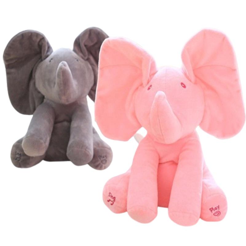 Grauer Peek-a-boo Musik-Kuscheltier-Elefant Weich Entzückend Und Perfekt Für Kleinkinder