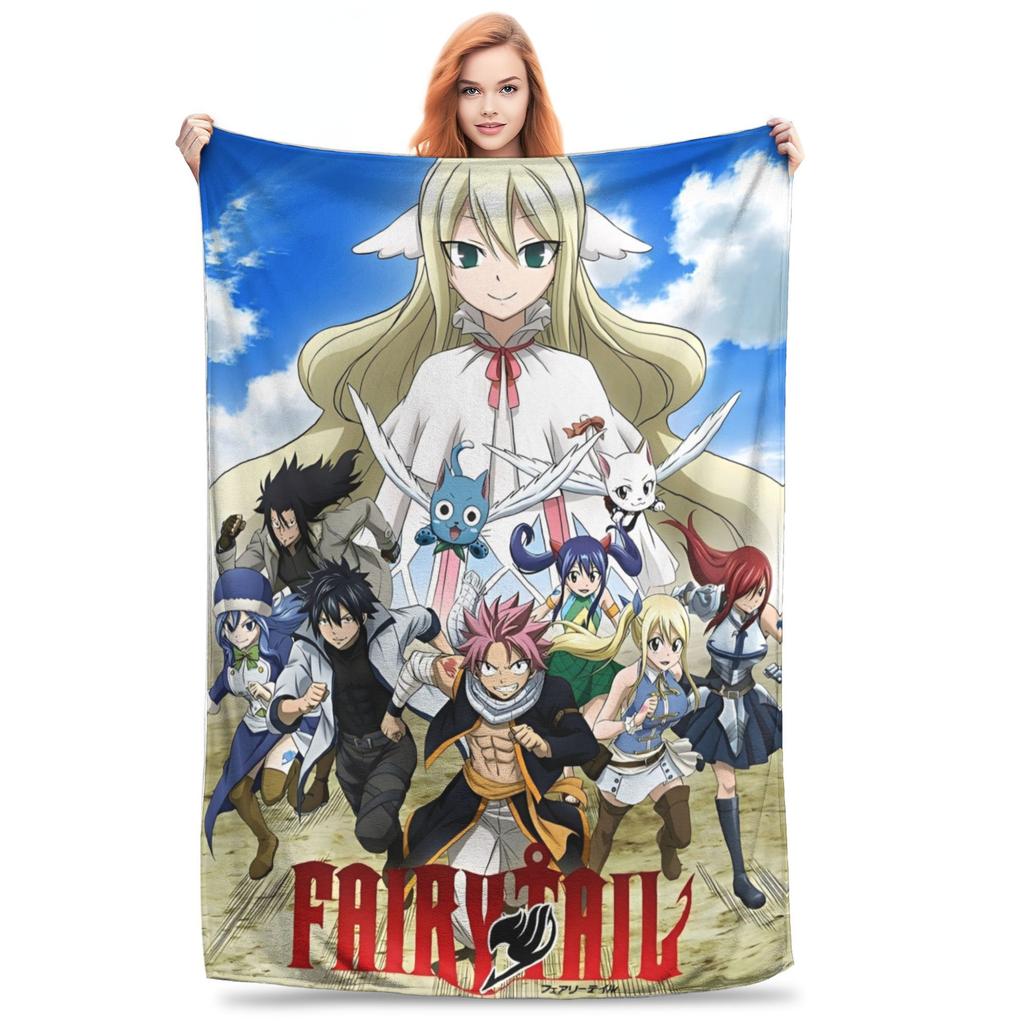 Fairy Tail Knitted Blanket Flannel  Super Soft Throw Blankets for Outdoor Travel Bedspread