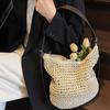 Large Capacity Straw Shoulder Bag Women's New Niche Woven Holiday Wind Beach Leisure Armpit Bag