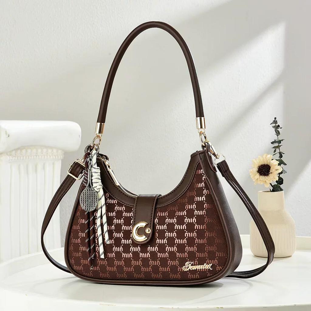 Women Printed Crescent Shoulder Bag, Minimalist Large Capacity Spacious Fashion Handbag