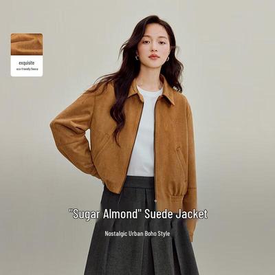 INMAN Damen Retro Wildleder Reversjacke