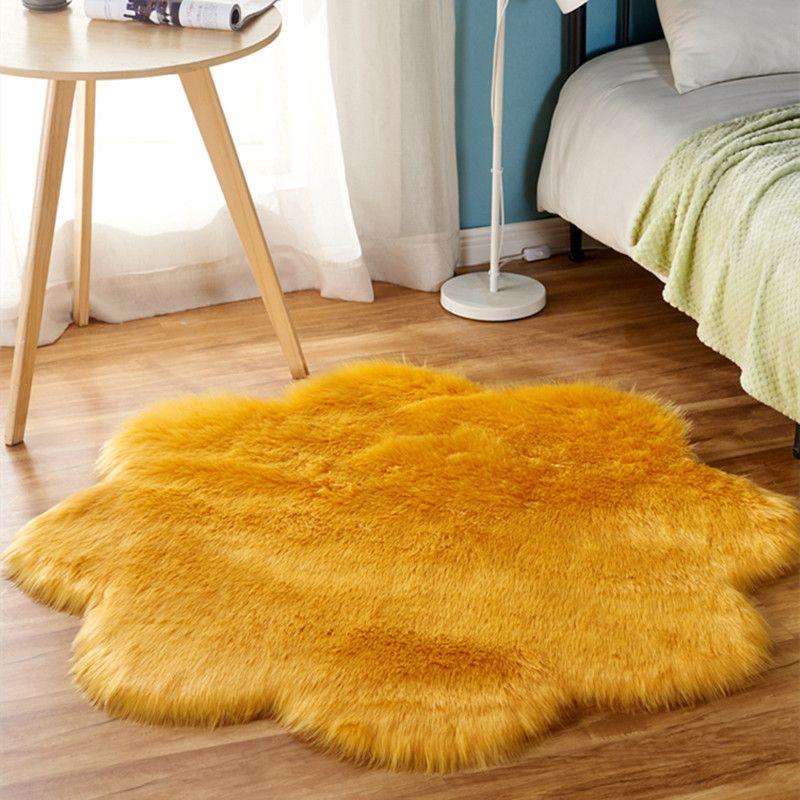 Burgundy Plum Blossom Plush Carpet, Round Wool Living Room Bedroom Bedside Floor Mat