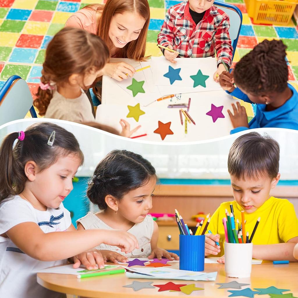 Seajan 108 Pcs Star Cutouts for Bulletin Board Chalkboard Paper Star Cutouts Decor Assorted Colors Star Accent for DIY Craft Projects Rustic Party